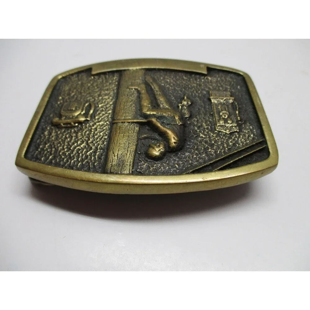 Brass BTS Solid Brass Telephone Repair Lineman Belt Buckle Vintage